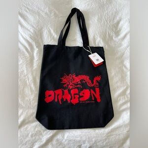 UIN | Black Cotton Tote Bag | Dragon NWT